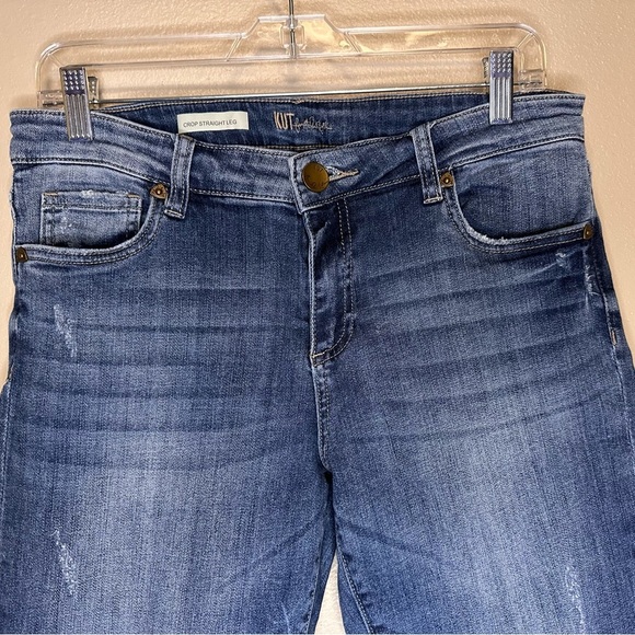 Kut from the Kloth Women’s Crop Straight Leg Jeans Size 8 Light Distressing - Picture 4 of 7